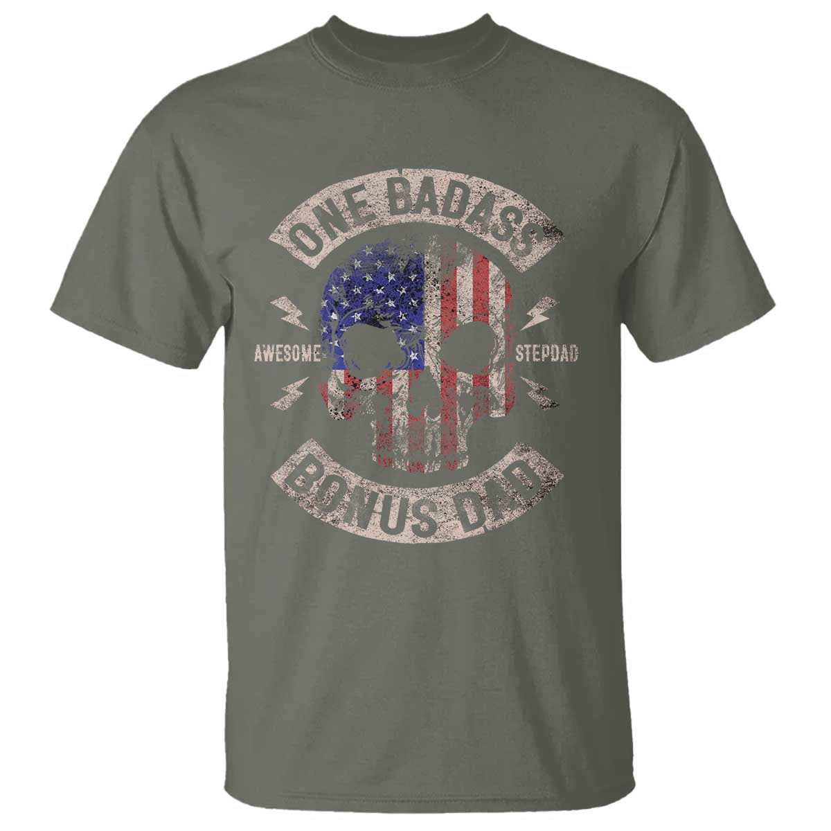 One Badass Bonus Dad T Shirt Vintage Step Dad American Flag Fathers Day