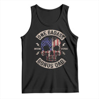 One Badass Bonus Dad Tank Top Vintage Step Dad American Flag Fathers Day
