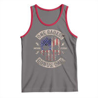 One Badass Bonus Dad Tank Top Vintage Step Dad American Flag Fathers Day