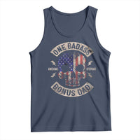 One Badass Bonus Dad Tank Top Vintage Step Dad American Flag Fathers Day