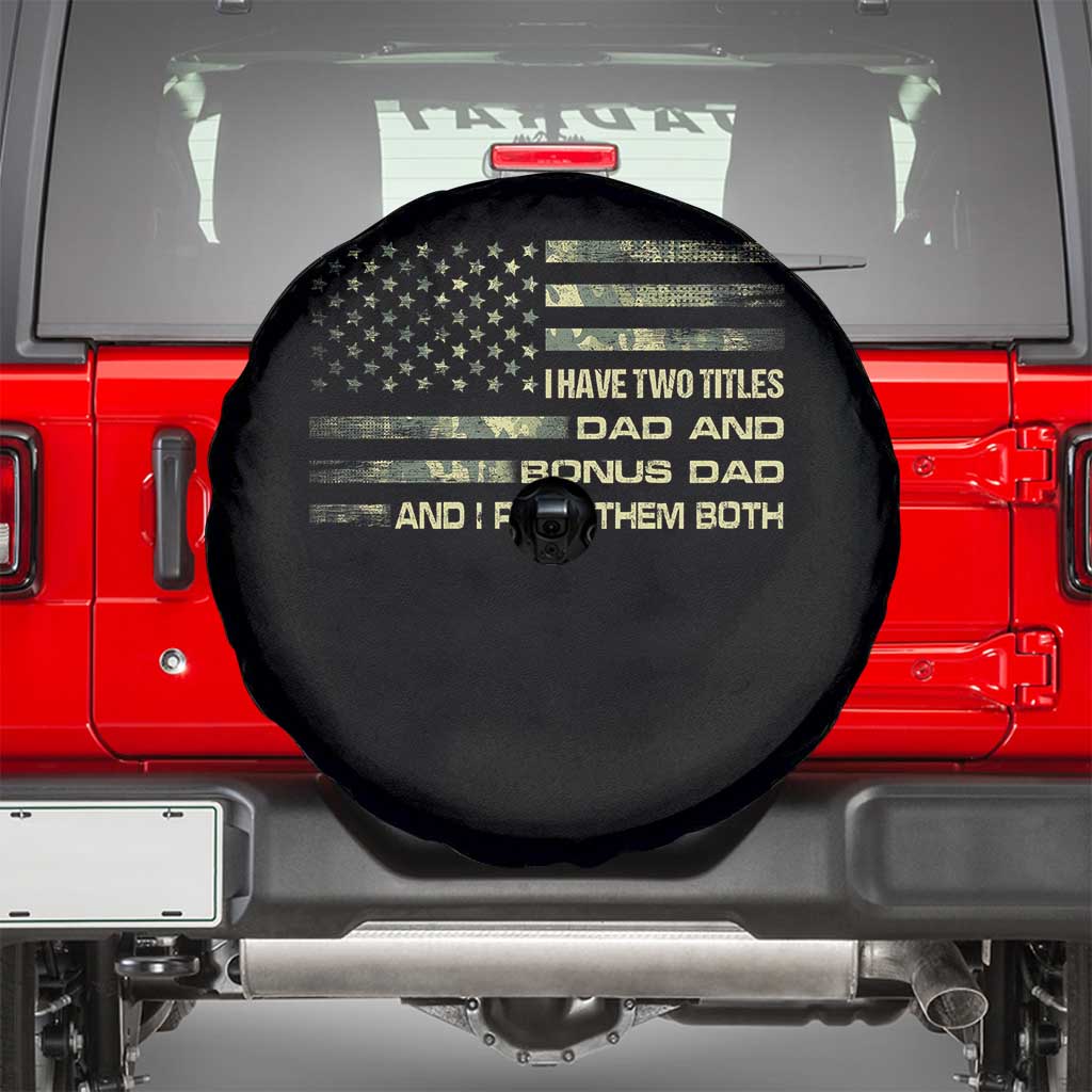 Funny Bonus Dad Spare Tire Cover Step Dad Camo American Flag Fathers Day