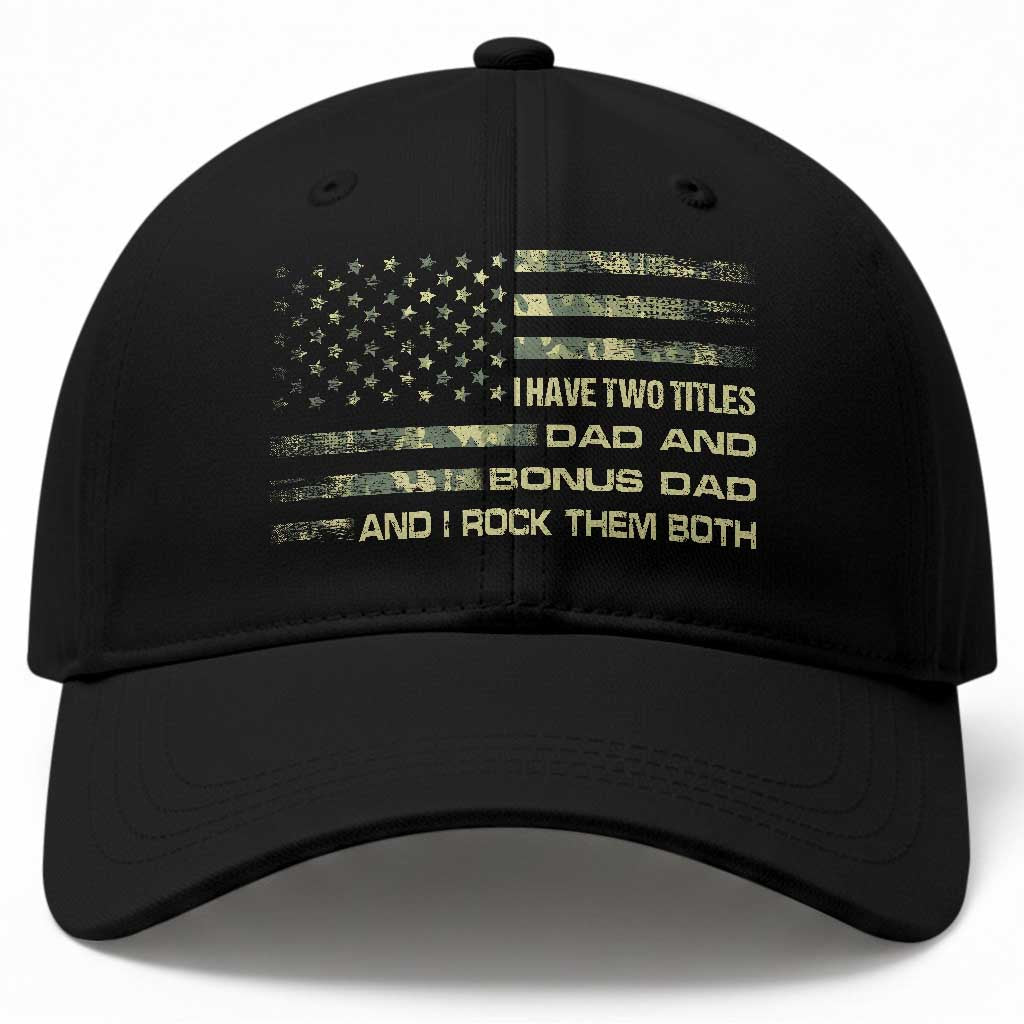 Funny Bonus Dad Baseball Cap Step Dad Camo American Flag Fathers Day