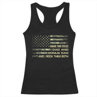 Funny Bonus Dad Racerback Tank Top Step Dad Camo American Flag Fathers Day