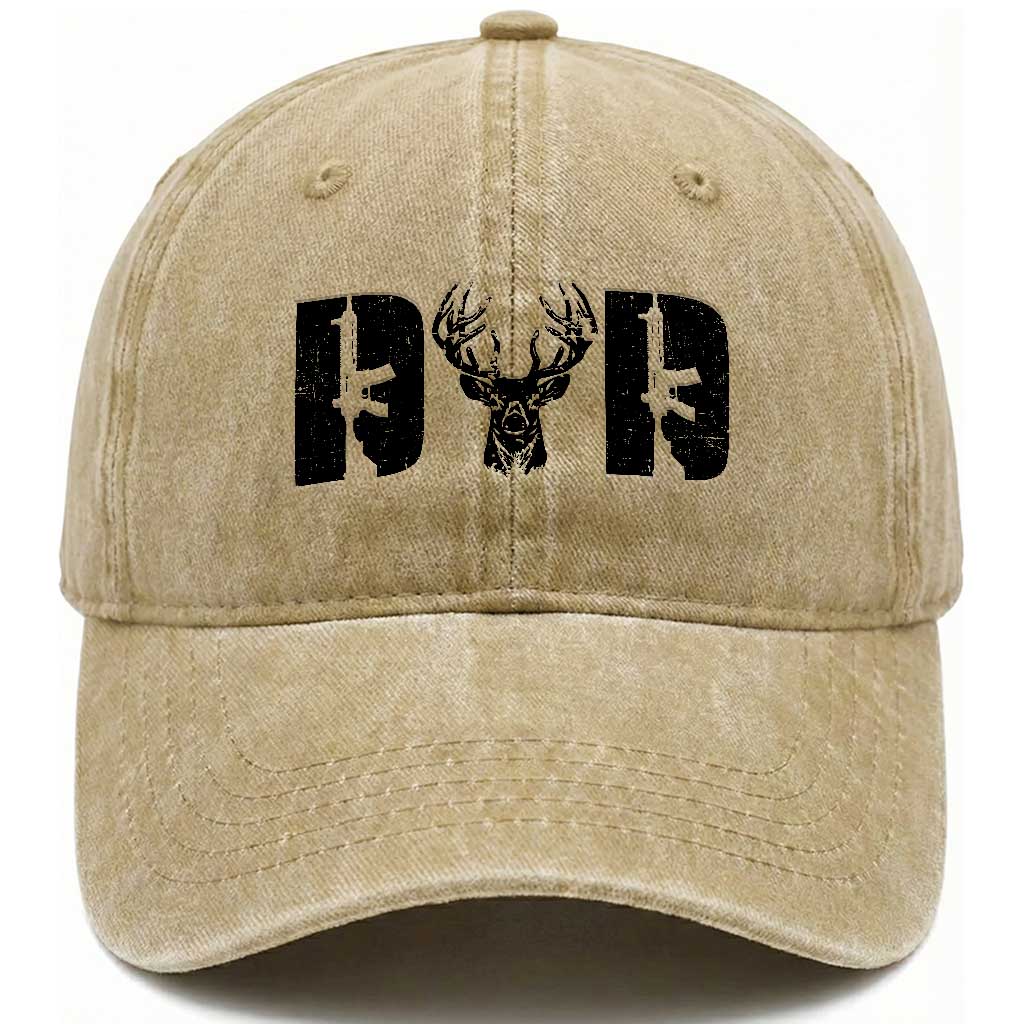 Hunting Dad Washed Cotton Baseball Cap Fathers Day Gun Lovers Hunter Dad