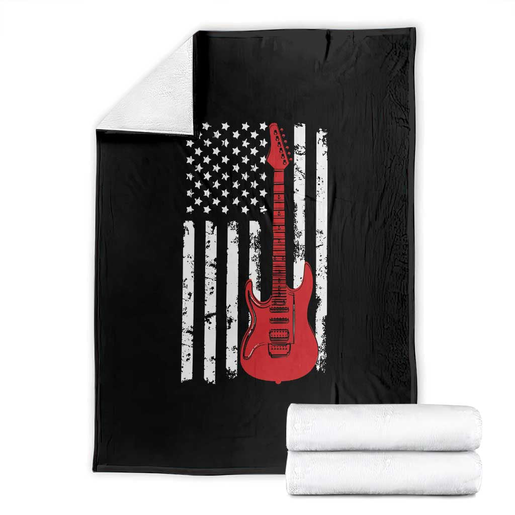 Bass Guitar Player Throw Blanket USA American Flag Musician Guitarist - Wonder Print Shop