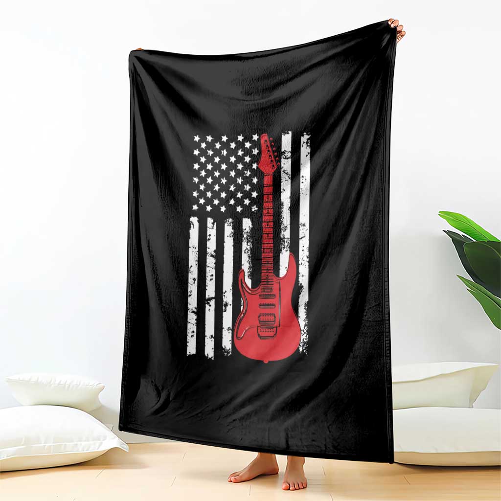 Bass Guitar Player Throw Blanket USA American Flag Musician Guitarist - Wonder Print Shop