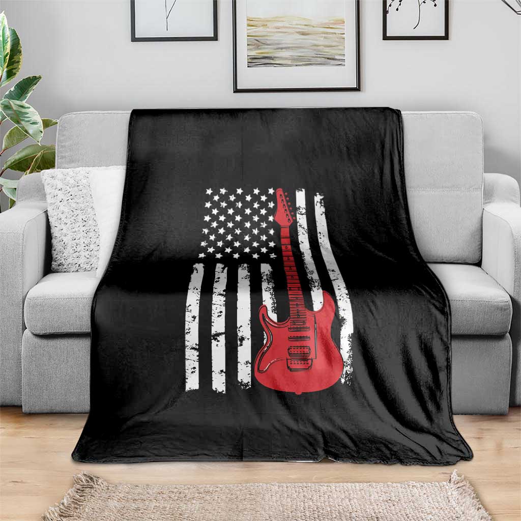 Bass Guitar Player Throw Blanket USA American Flag Musician Guitarist - Wonder Print Shop