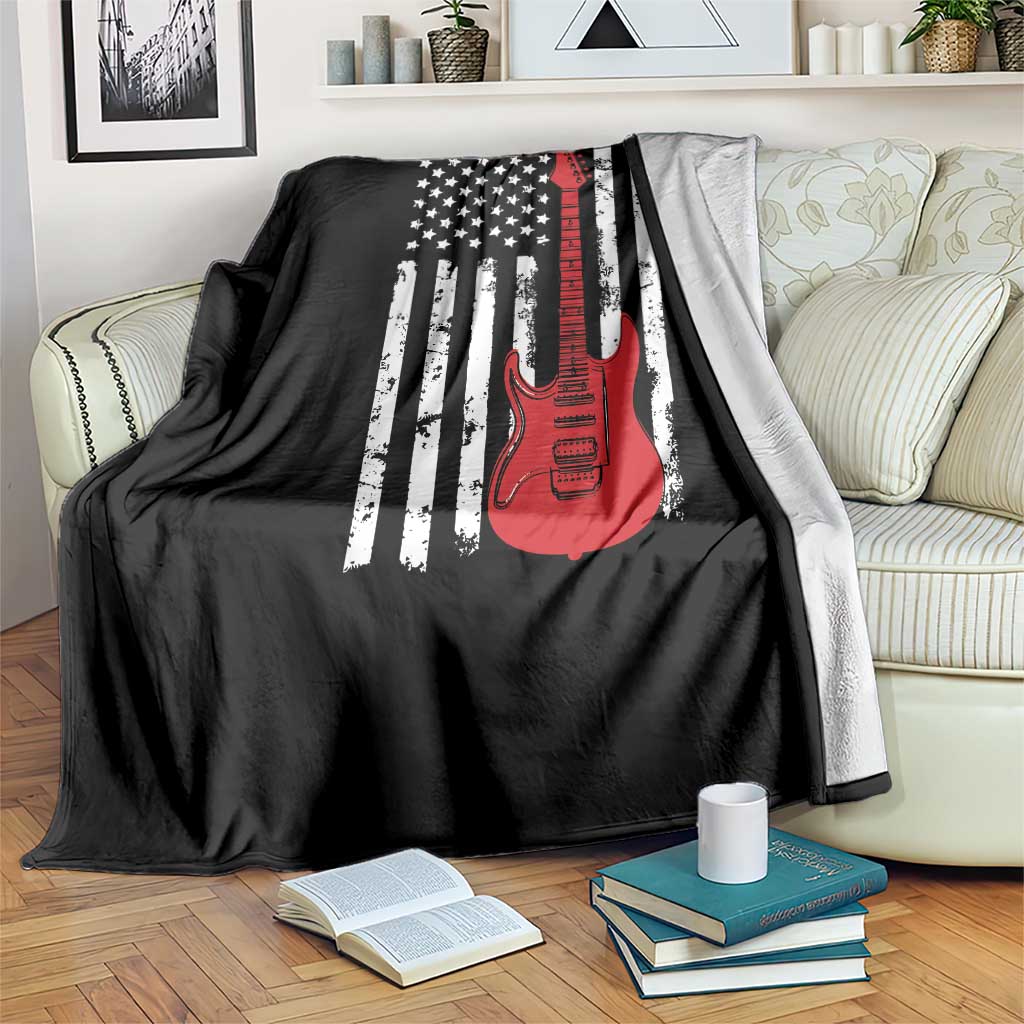 Bass Guitar Player Throw Blanket USA American Flag Musician Guitarist - Wonder Print Shop