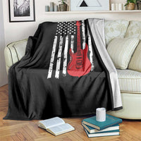 Bass Guitar Player Throw Blanket USA American Flag Musician Guitarist - Wonder Print Shop