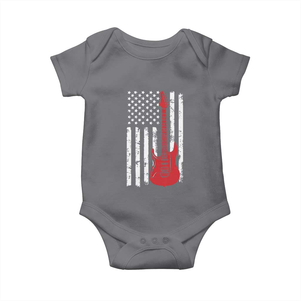 Bass Guitar Player Baby Onesie USA American Flag Musician Guitarist - Wonder Print Shop