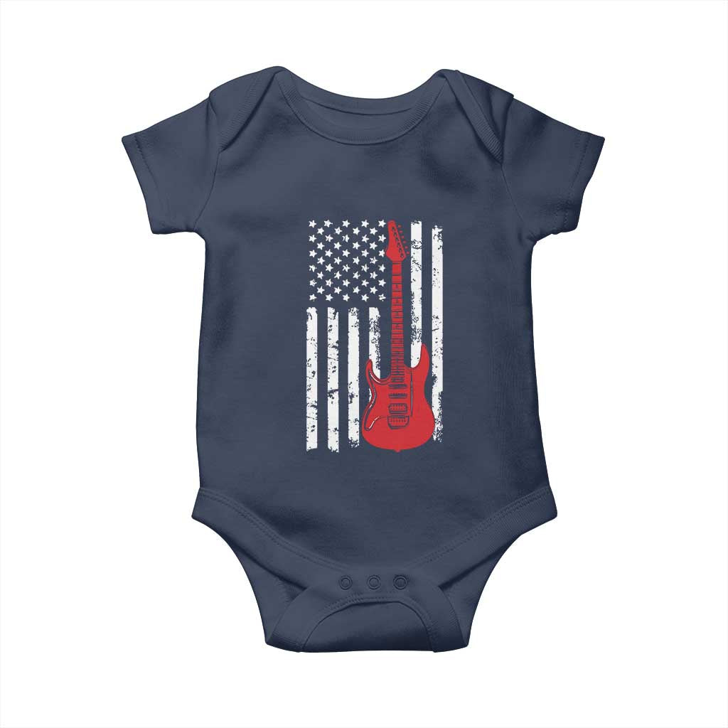 Bass Guitar Player Baby Onesie USA American Flag Musician Guitarist - Wonder Print Shop