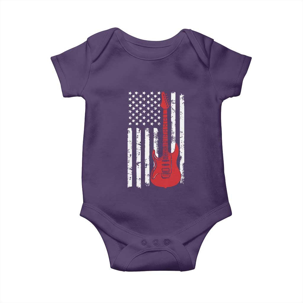 Bass Guitar Player Baby Onesie USA American Flag Musician Guitarist - Wonder Print Shop