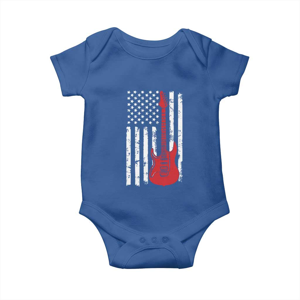 Bass Guitar Player Baby Onesie USA American Flag Musician Guitarist - Wonder Print Shop