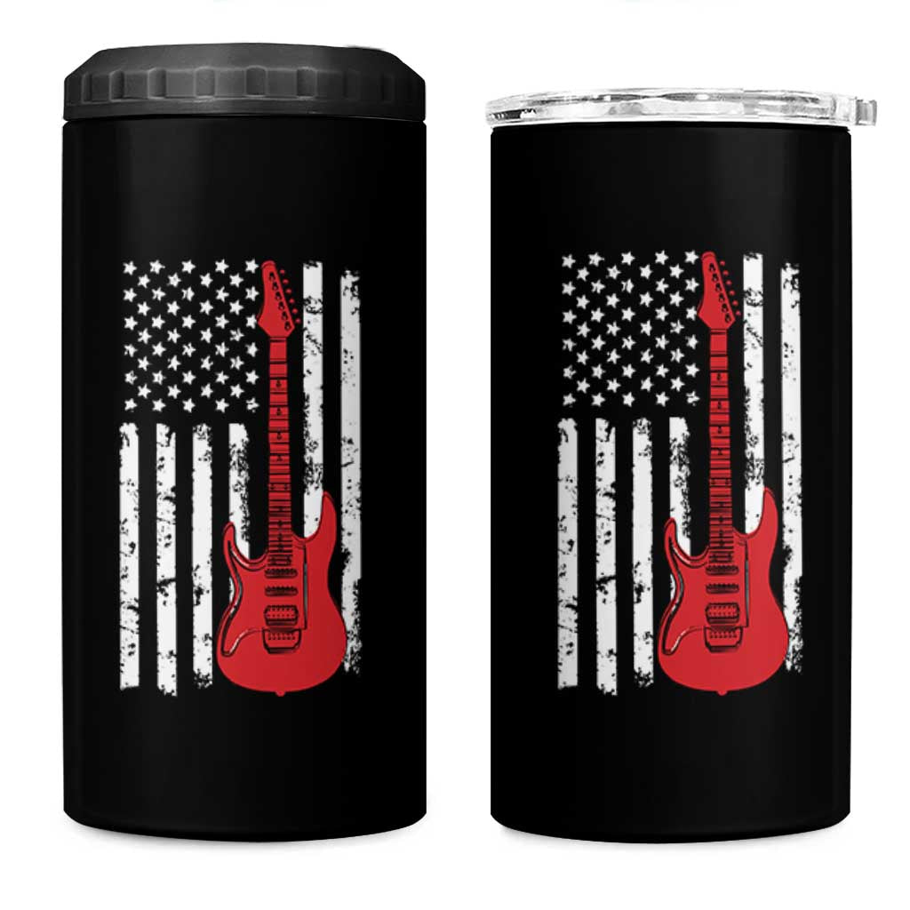 Bass Guitar Player 4 in 1 Can Cooler Tumbler USA American Flag Musician Guitarist - Wonder Print Shop