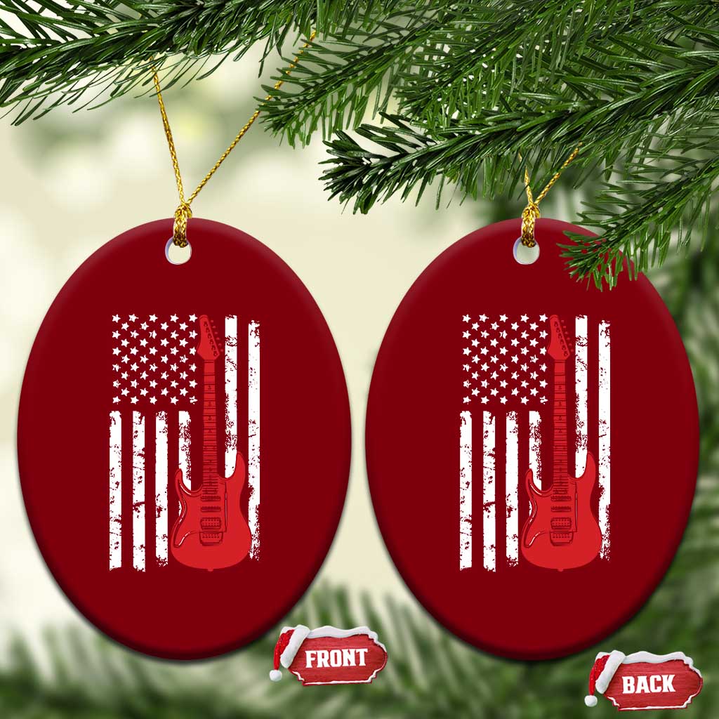 Bass Guitar Player Ceramic Ornament USA American Flag Musician Guitarist - Wonder Print Shop