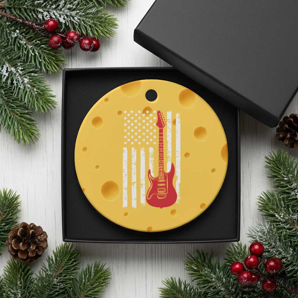 Bass Guitar Player Ceramic Ornament USA American Flag Musician Guitarist - Wonder Print Shop