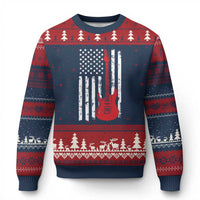 Bass Guitar Player Ugly Christmas Sweater USA American Flag Musician Guitarist - Wonder Print Shop