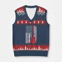 Bass Guitar Player V-Neck Knit Sweater Vest USA American Flag Musician Guitarist - Wonder Print Shop