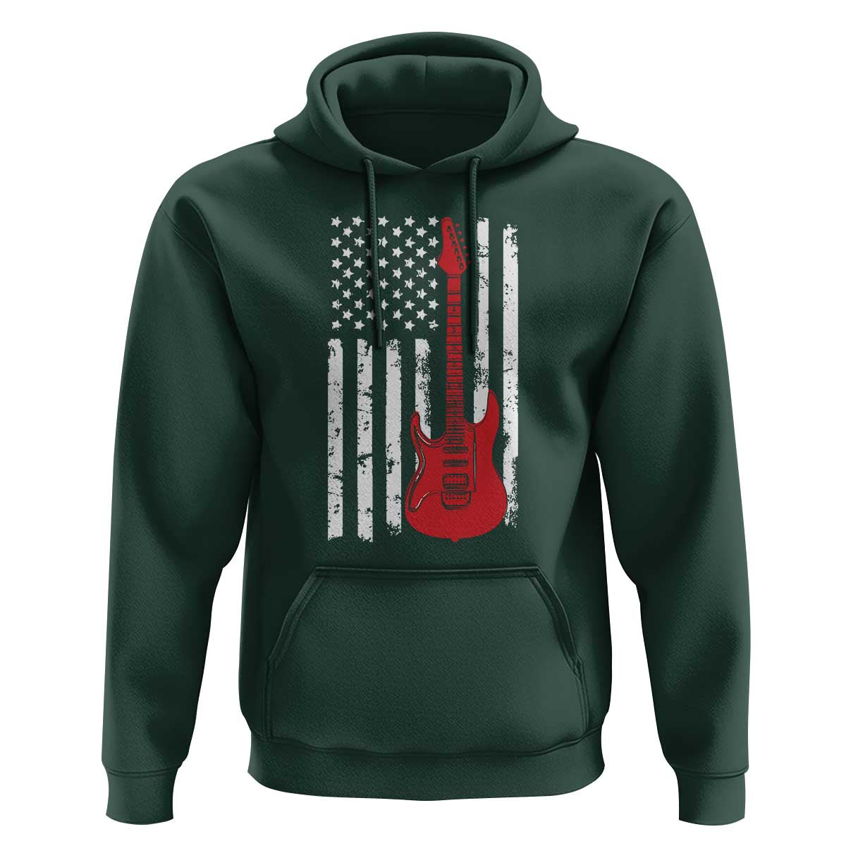 Bass Guitar Player Hoodie USA American Flag Musician Guitarist - Wonder Print Shop