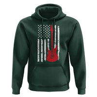 Bass Guitar Player Hoodie USA American Flag Musician Guitarist - Wonder Print Shop