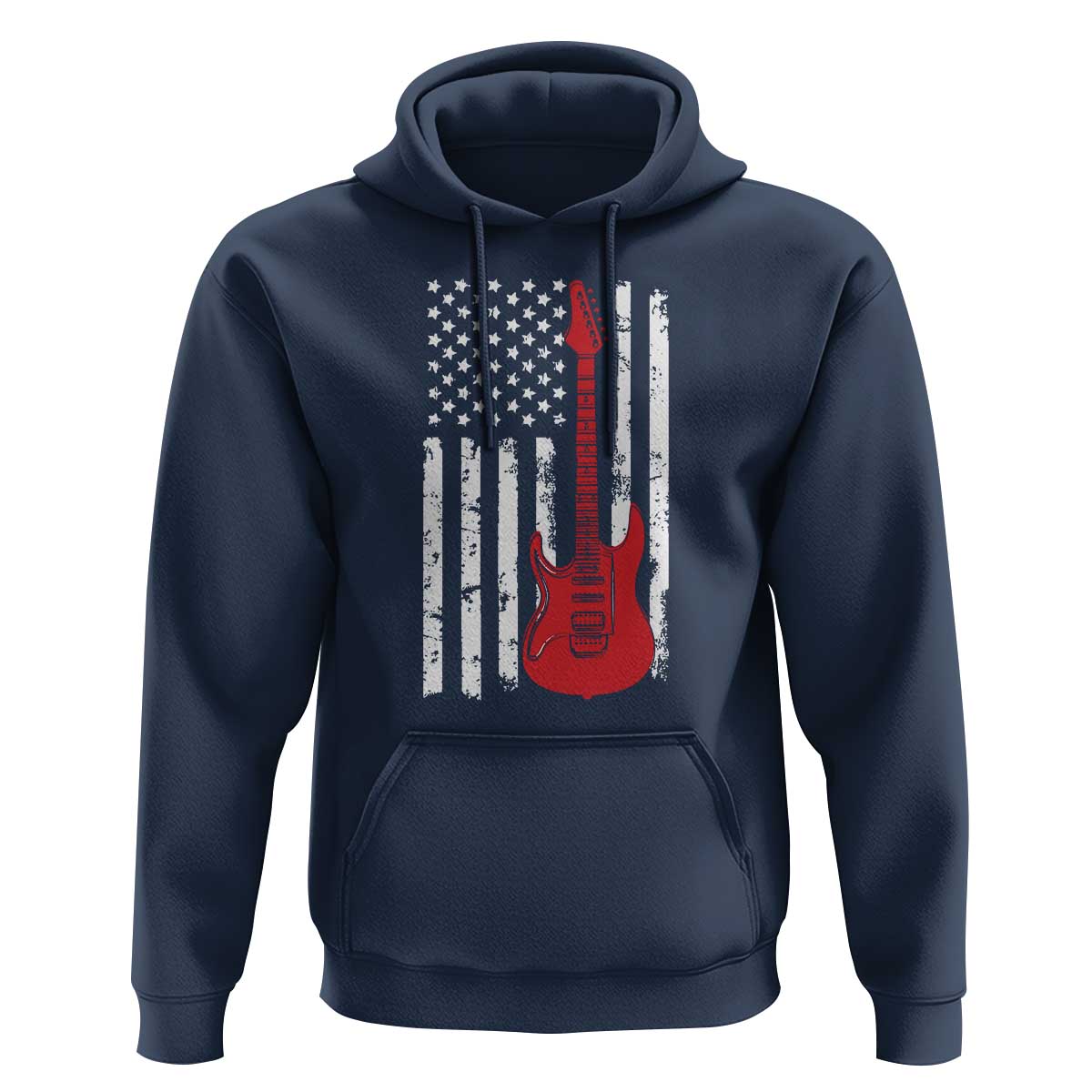 Bass Guitar Player Hoodie USA American Flag Musician Guitarist - Wonder Print Shop