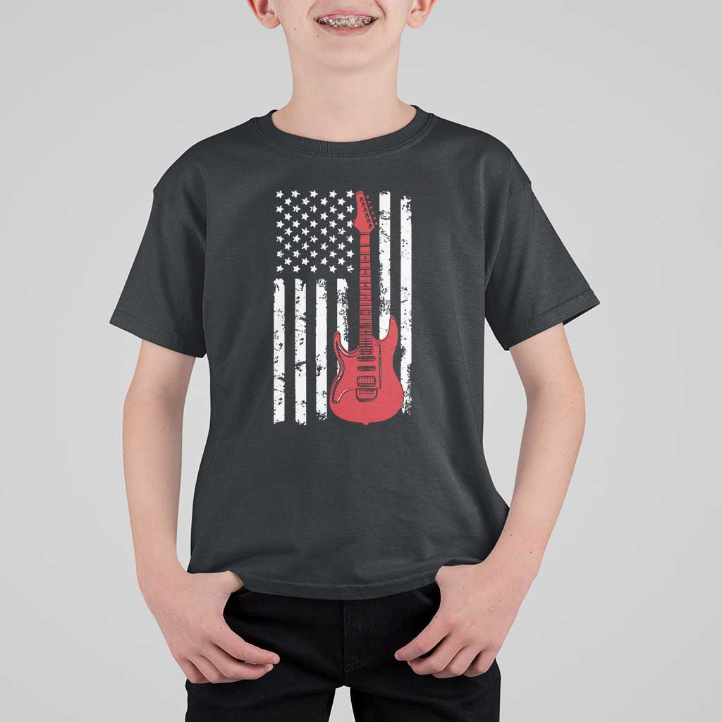 Bass Guitar Player T Shirt For Kid USA American Flag Musician Guitarist - Wonder Print Shop