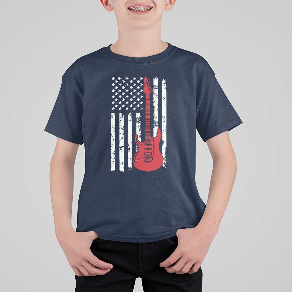 Bass Guitar Player T Shirt For Kid USA American Flag Musician Guitarist - Wonder Print Shop