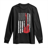 Bass Guitar Player Long Sleeve Shirt USA American Flag Musician Guitarist - Wonder Print Shop