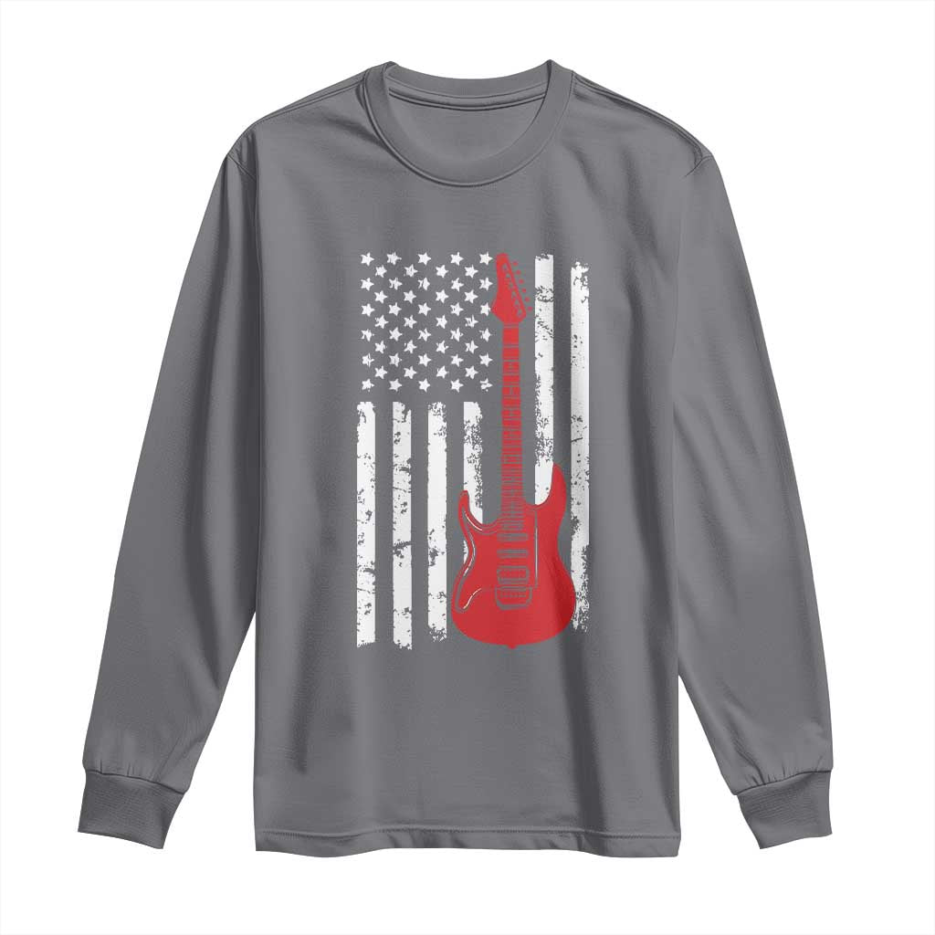 Bass Guitar Player Long Sleeve Shirt USA American Flag Musician Guitarist - Wonder Print Shop