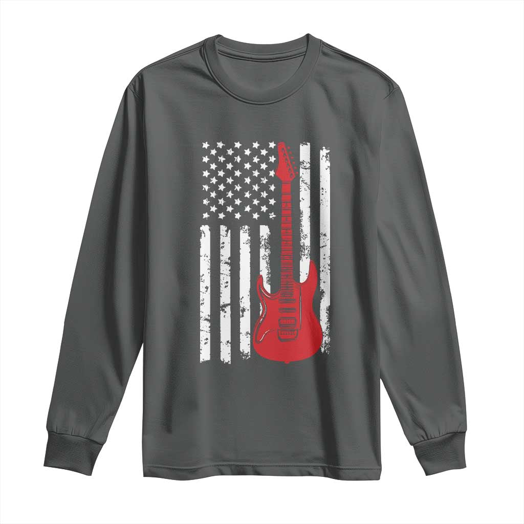 Bass Guitar Player Long Sleeve Shirt USA American Flag Musician Guitarist - Wonder Print Shop