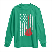 Bass Guitar Player Long Sleeve Shirt USA American Flag Musician Guitarist - Wonder Print Shop