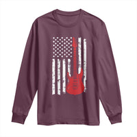 Bass Guitar Player Long Sleeve Shirt USA American Flag Musician Guitarist - Wonder Print Shop
