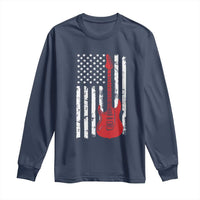 Bass Guitar Player Long Sleeve Shirt USA American Flag Musician Guitarist - Wonder Print Shop