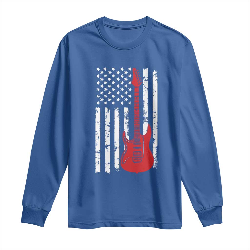 Bass Guitar Player Long Sleeve Shirt USA American Flag Musician Guitarist - Wonder Print Shop