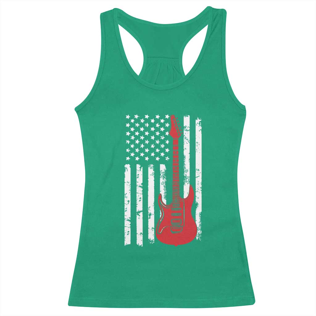Bass Guitar Player Racerback Tank Top USA American Flag Musician Guitarist - Wonder Print Shop