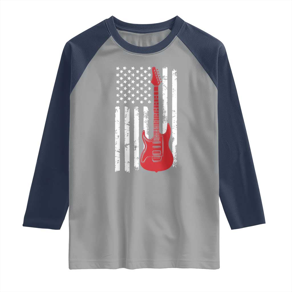 Bass Guitar Player Raglan Shirt USA American Flag Musician Guitarist - Wonder Print Shop