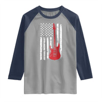 Bass Guitar Player Raglan Shirt USA American Flag Musician Guitarist - Wonder Print Shop