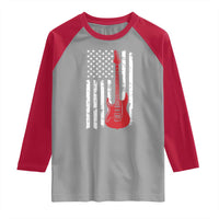 Bass Guitar Player Raglan Shirt USA American Flag Musician Guitarist - Wonder Print Shop
