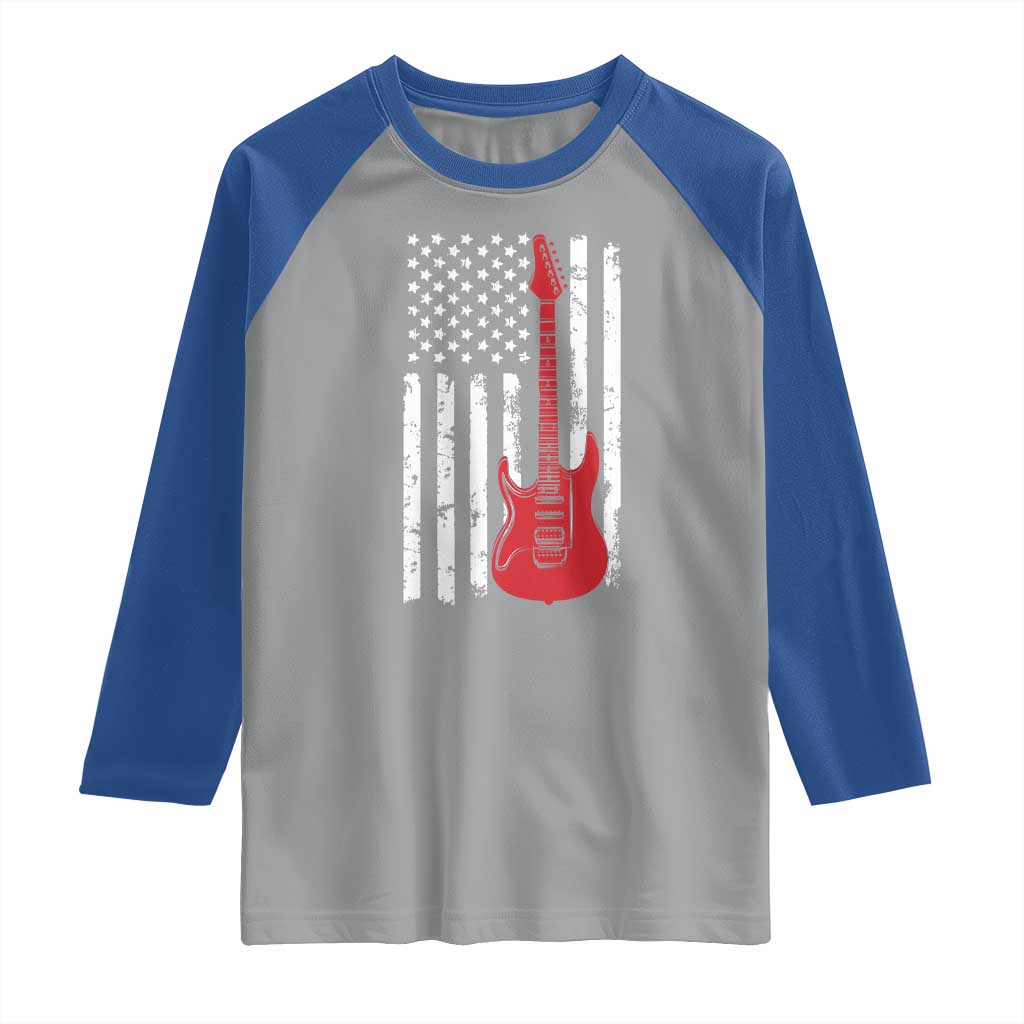 Bass Guitar Player Raglan Shirt USA American Flag Musician Guitarist - Wonder Print Shop