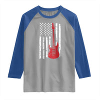 Bass Guitar Player Raglan Shirt USA American Flag Musician Guitarist - Wonder Print Shop