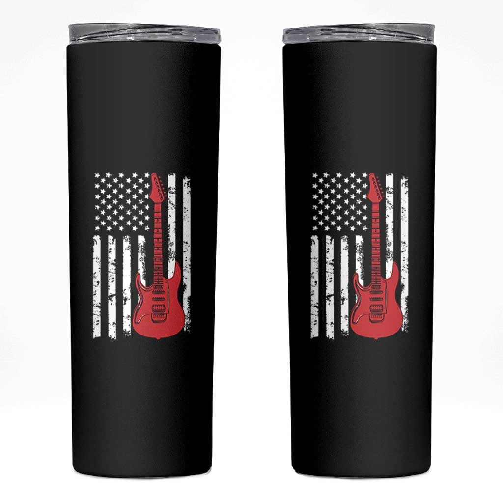 Bass Guitar Player Skinny Tumbler USA American Flag Musician Guitarist - Wonder Print Shop