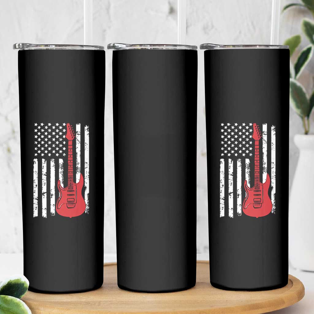 Bass Guitar Player Skinny Tumbler USA American Flag Musician Guitarist - Wonder Print Shop