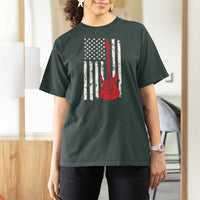 Bass Guitar Player T Shirt For Women USA American Flag Musician Guitarist - Wonder Print Shop
