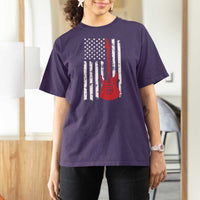 Bass Guitar Player T Shirt For Women USA American Flag Musician Guitarist - Wonder Print Shop