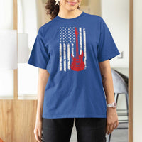 Bass Guitar Player T Shirt For Women USA American Flag Musician Guitarist - Wonder Print Shop