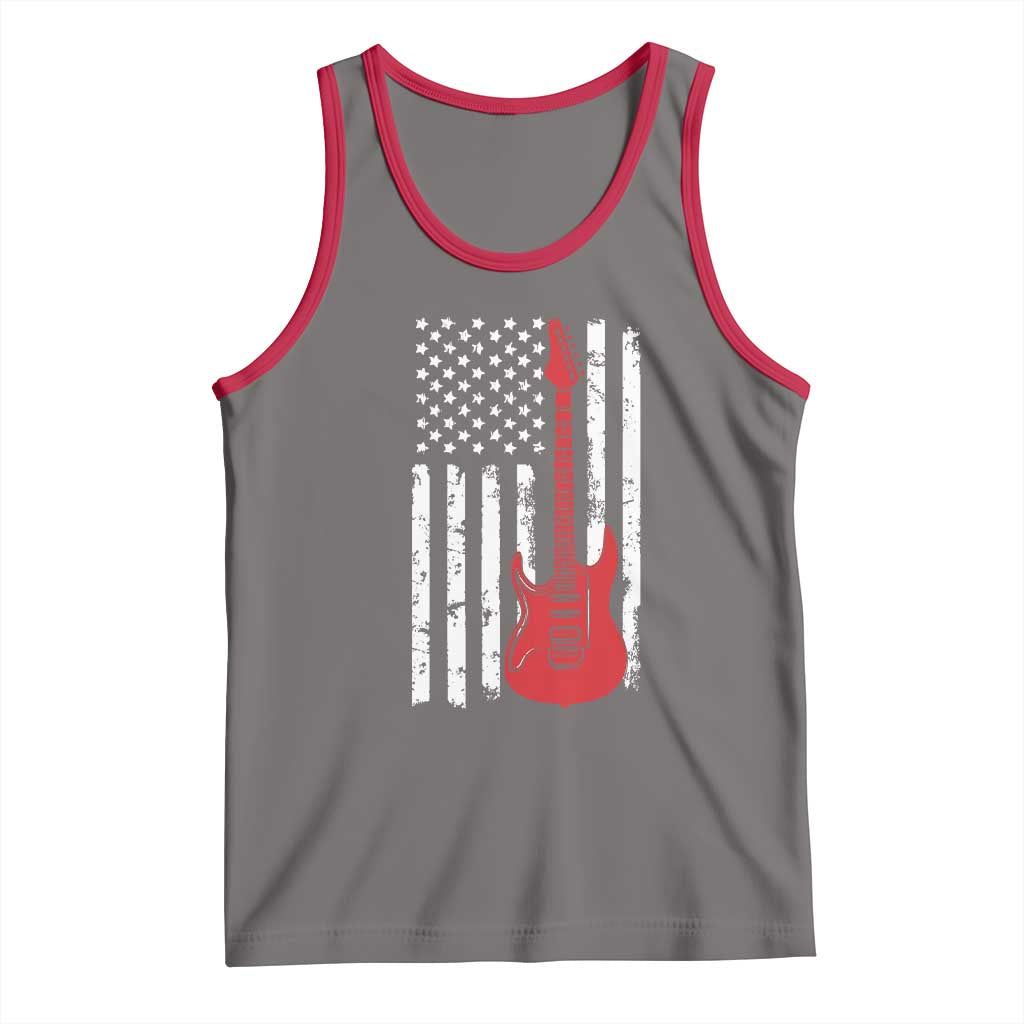 Bass Guitar Player Tank Top USA American Flag Musician Guitarist - Wonder Print Shop