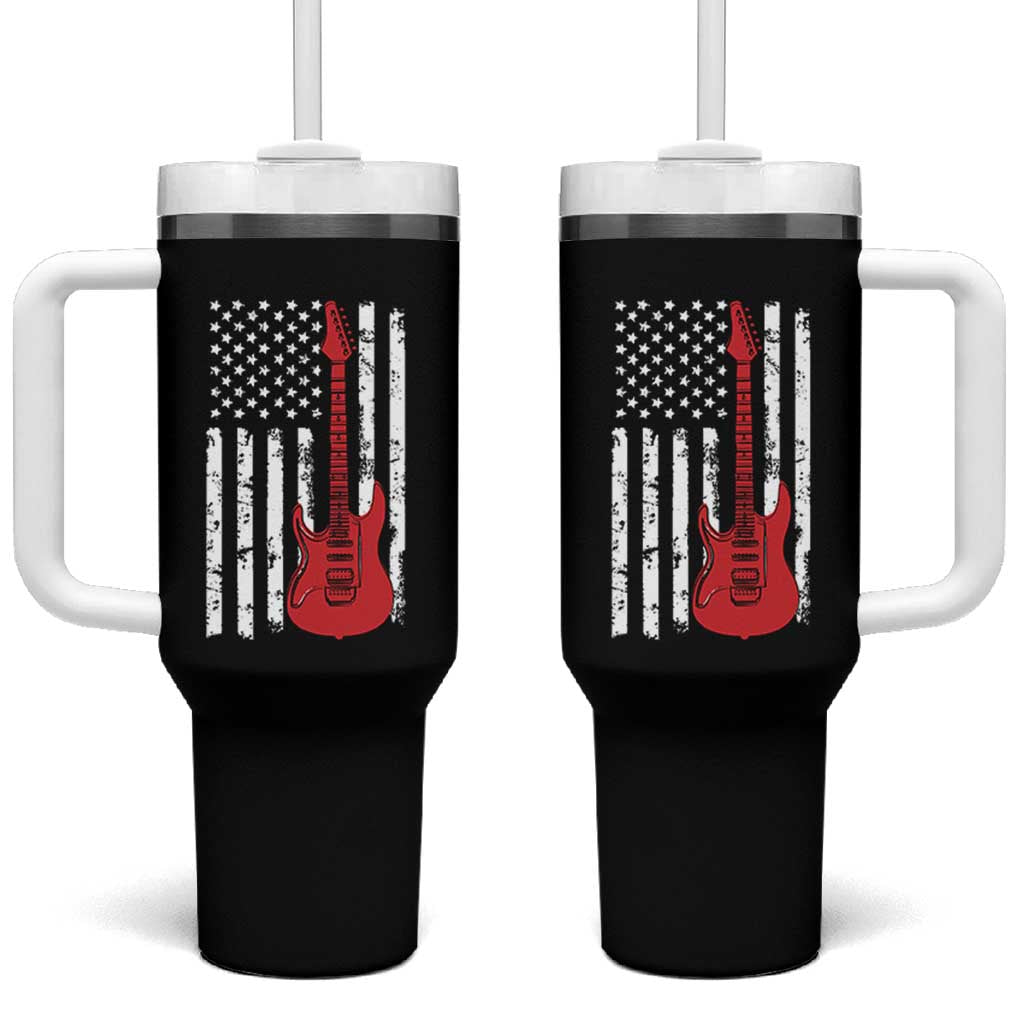 Bass Guitar Player Tumbler With Handle USA American Flag Musician Guitarist - Wonder Print Shop