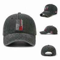 Bass Guitar Player Washed Cotton Baseball Cap USA American Flag Musician Guitarist