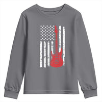 Bass Guitar Player Youth Sweatshirt USA American Flag Musician Guitarist - Wonder Print Shop