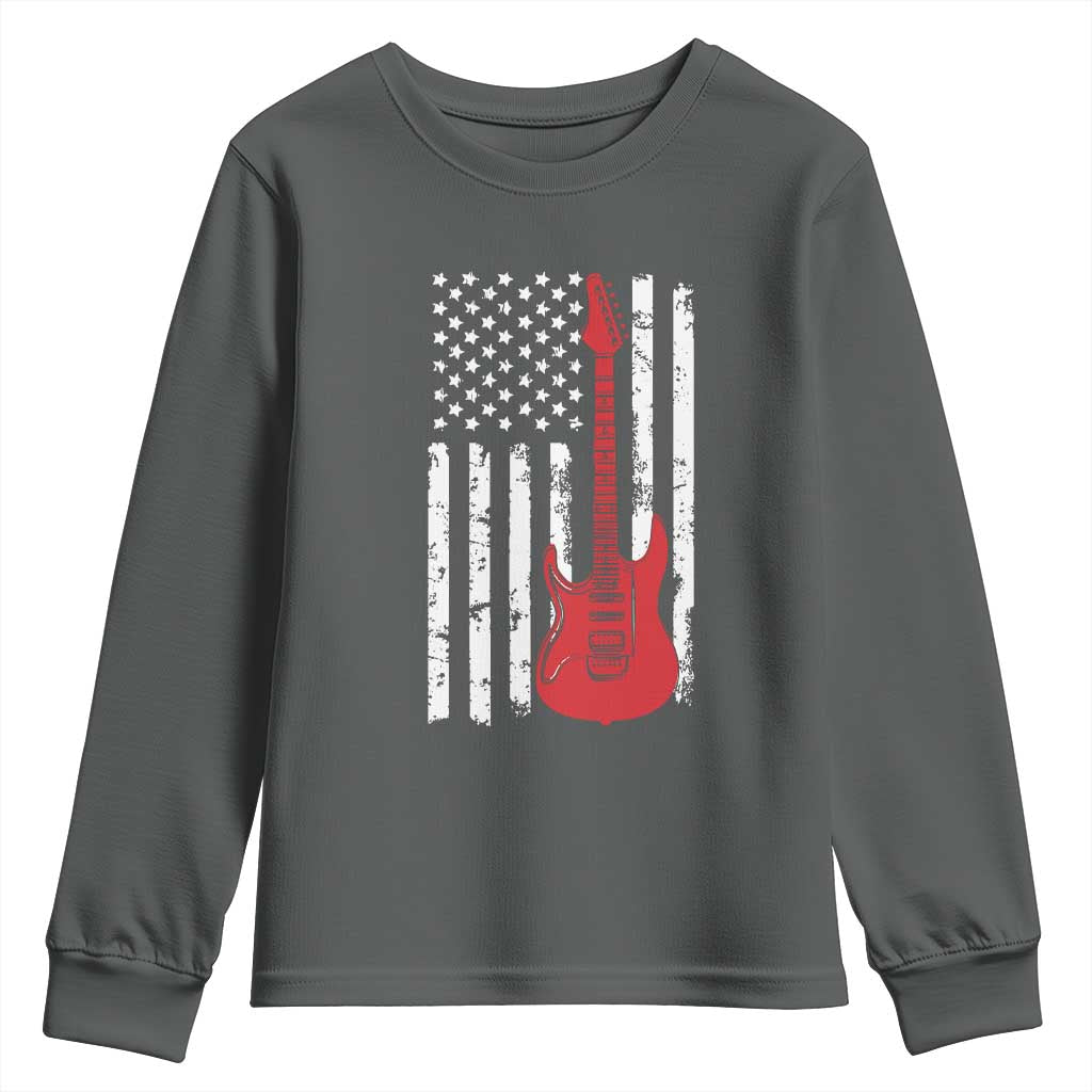 Bass Guitar Player Youth Sweatshirt USA American Flag Musician Guitarist - Wonder Print Shop